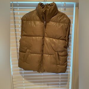 Puffer Vest. Leather like very versatile color of tan from Forever 21